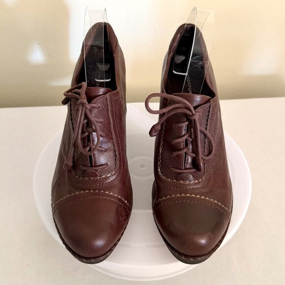Rockport Womens Oxford Heels Size 9.5 Brown Leather Lace Up Comfort Retro Style - Picture 11 of 16